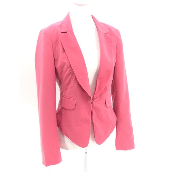 Bisou Bisou Michele Bohbot Hot Pink Blazer Hook & Eye Jacket Womens Size Small - Picture 1 of 7